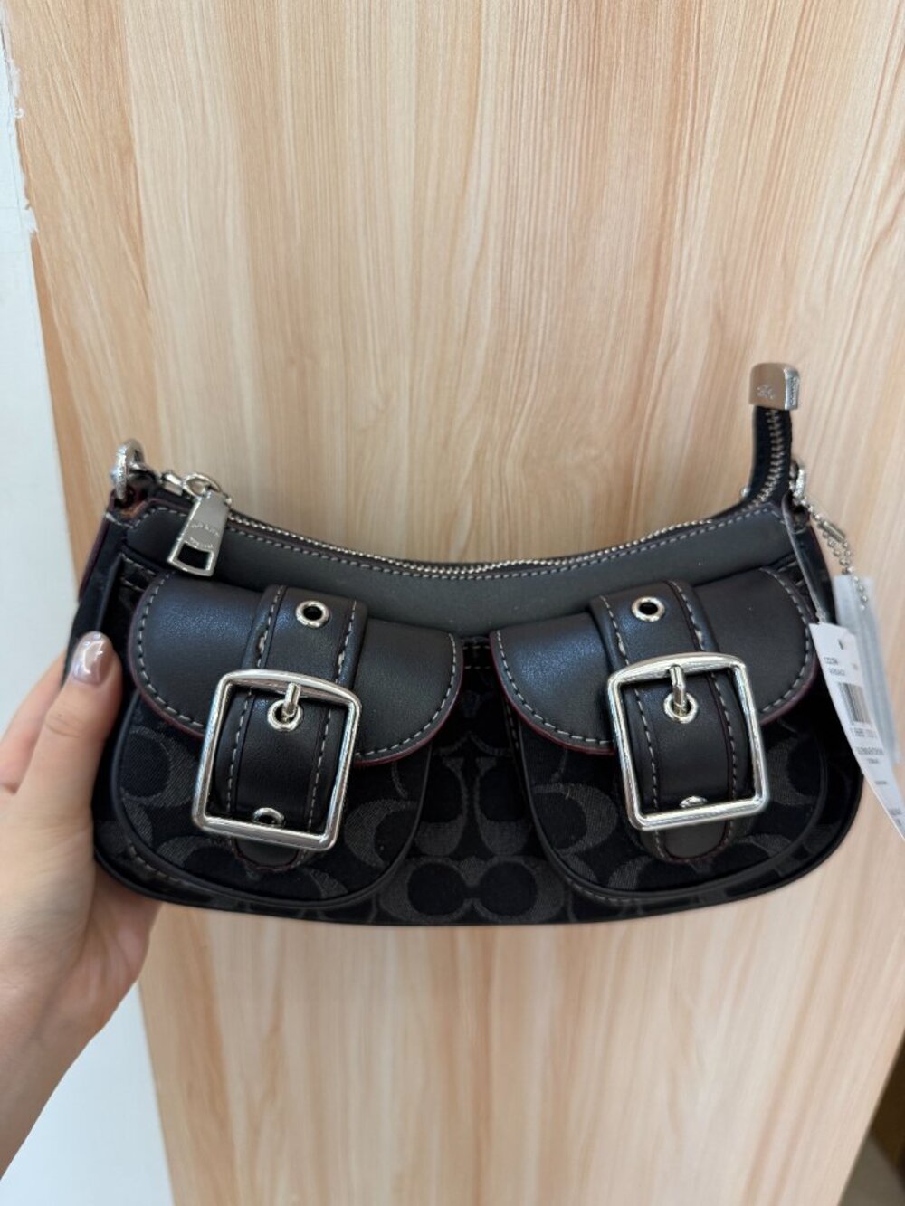 COACH CQ184 Ashton Baguette In Signature Denim Black Crossbody New - Picture 3 of 7
